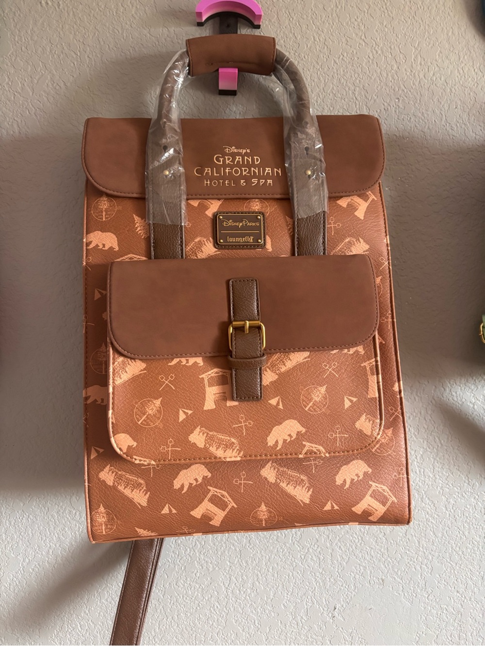 Loungefly Disney Grand Californian Brown Leather-Accent Backpack